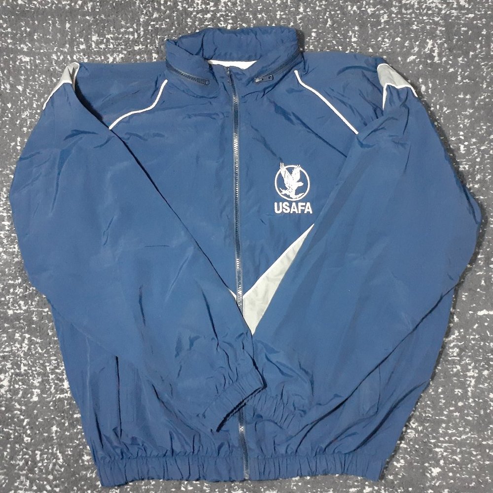 Vintage USAFA Military Wind Breaker Bomber Jacket Style Men's Sz Large Made USA
